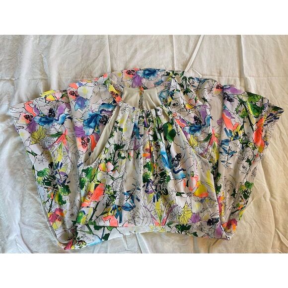 Express Floral Halter Dress | Watercolor Print, A Line Fit & Flare | Size 8 - Picture 8 of 12